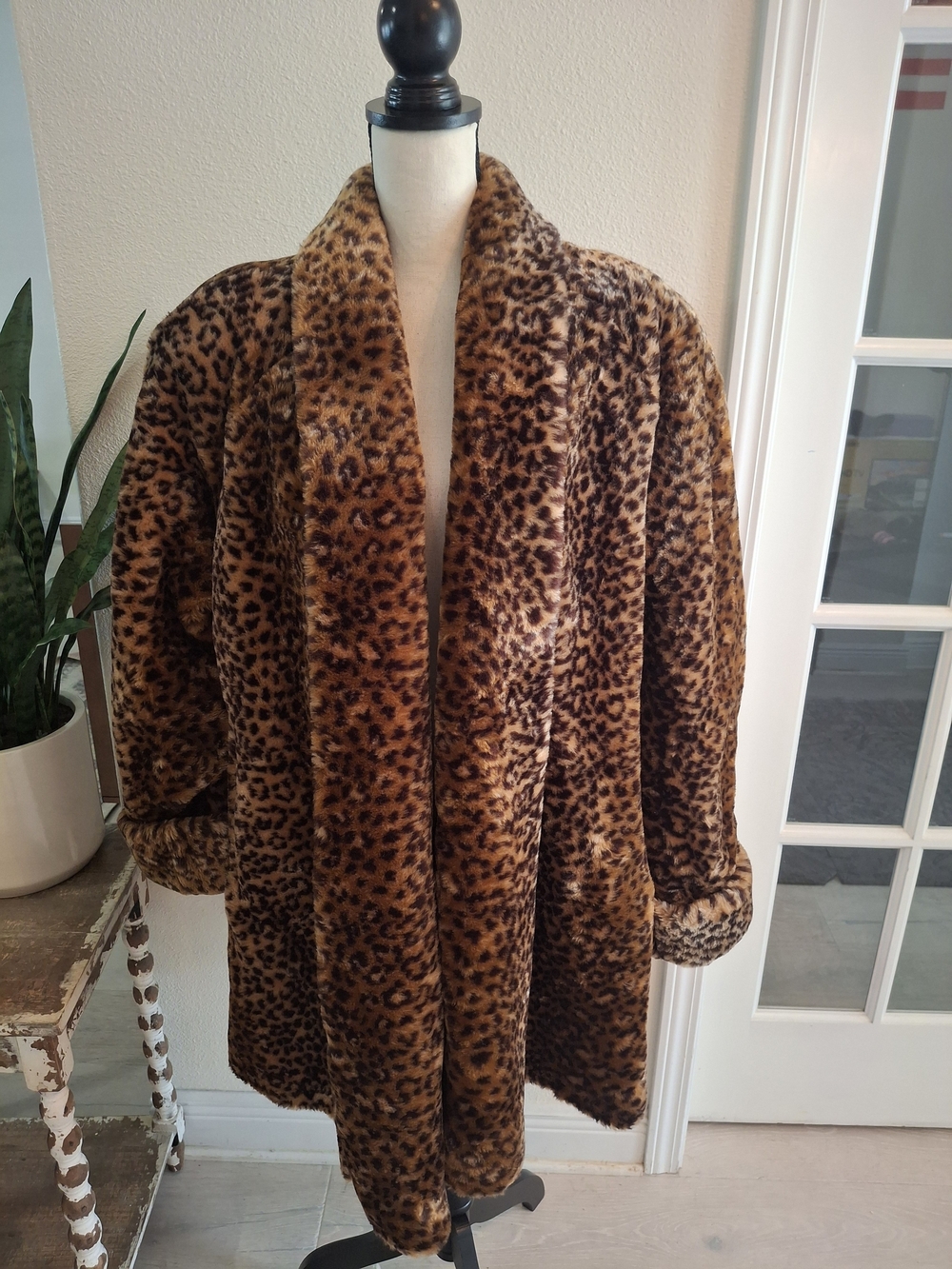 Vintage Faux Fur Leopard-Print Jacket Made In USA